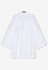 Dolce & Gabbana Broderie Anglaise Mini Shirt Dress White F6JMIZ GDCJL-W0800