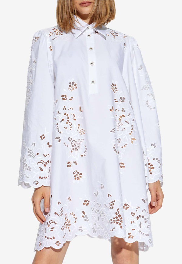 Dolce & Gabbana Broderie Anglaise Mini Shirt Dress White F6JMIZ GDCJL-W0800