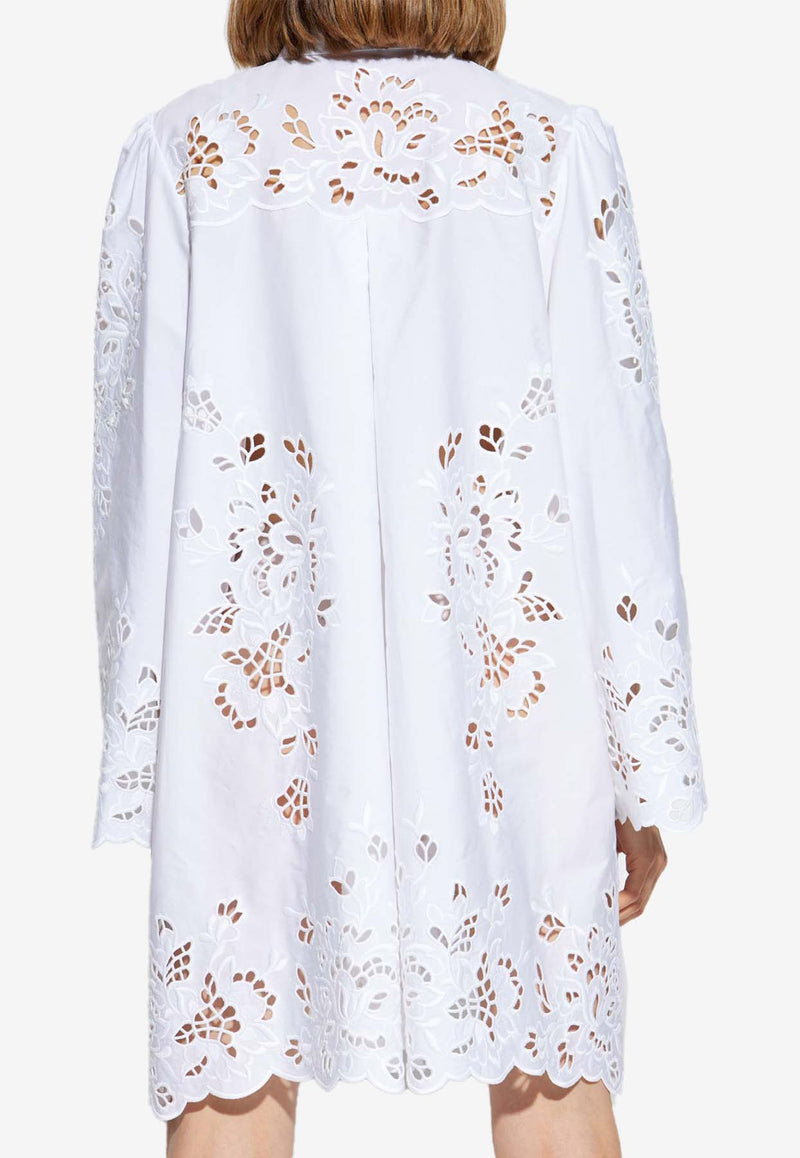 Dolce & Gabbana Broderie Anglaise Mini Shirt Dress White F6JMIZ GDCJL-W0800