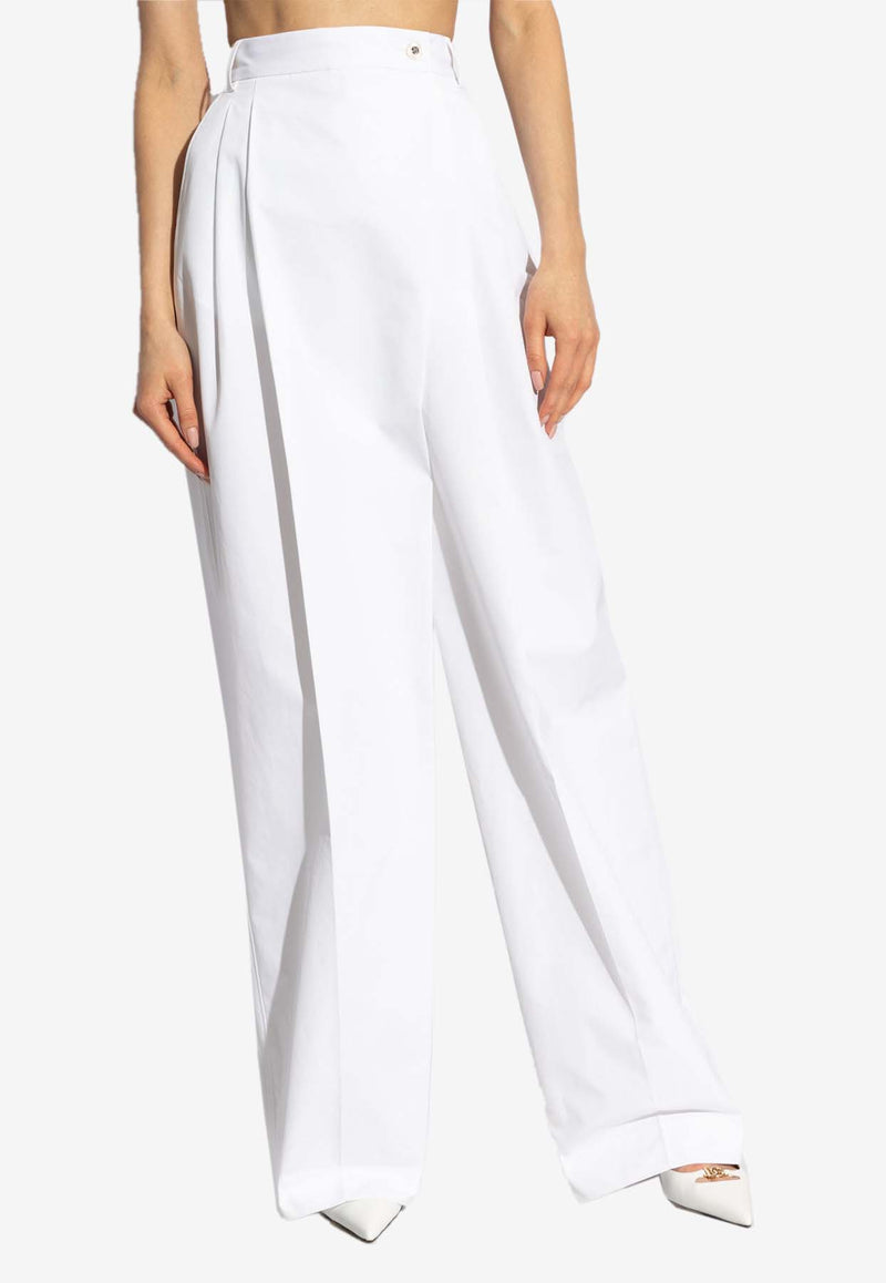 Dolce & Gabbana High-Rise Pleated Flared Pants White FTC5GT FU61D-W0800