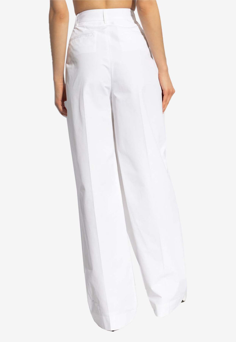 Dolce & Gabbana High-Rise Pleated Flared Pants White FTC5GT FU61D-W0800