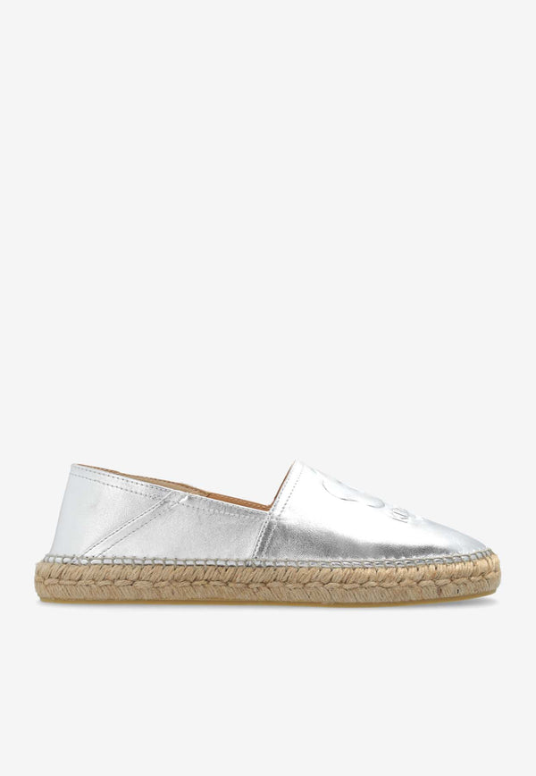 Kenzo Boke Flower 2.0 Metallic Leather Espadrilles Silver FE62ES021 L77-AG