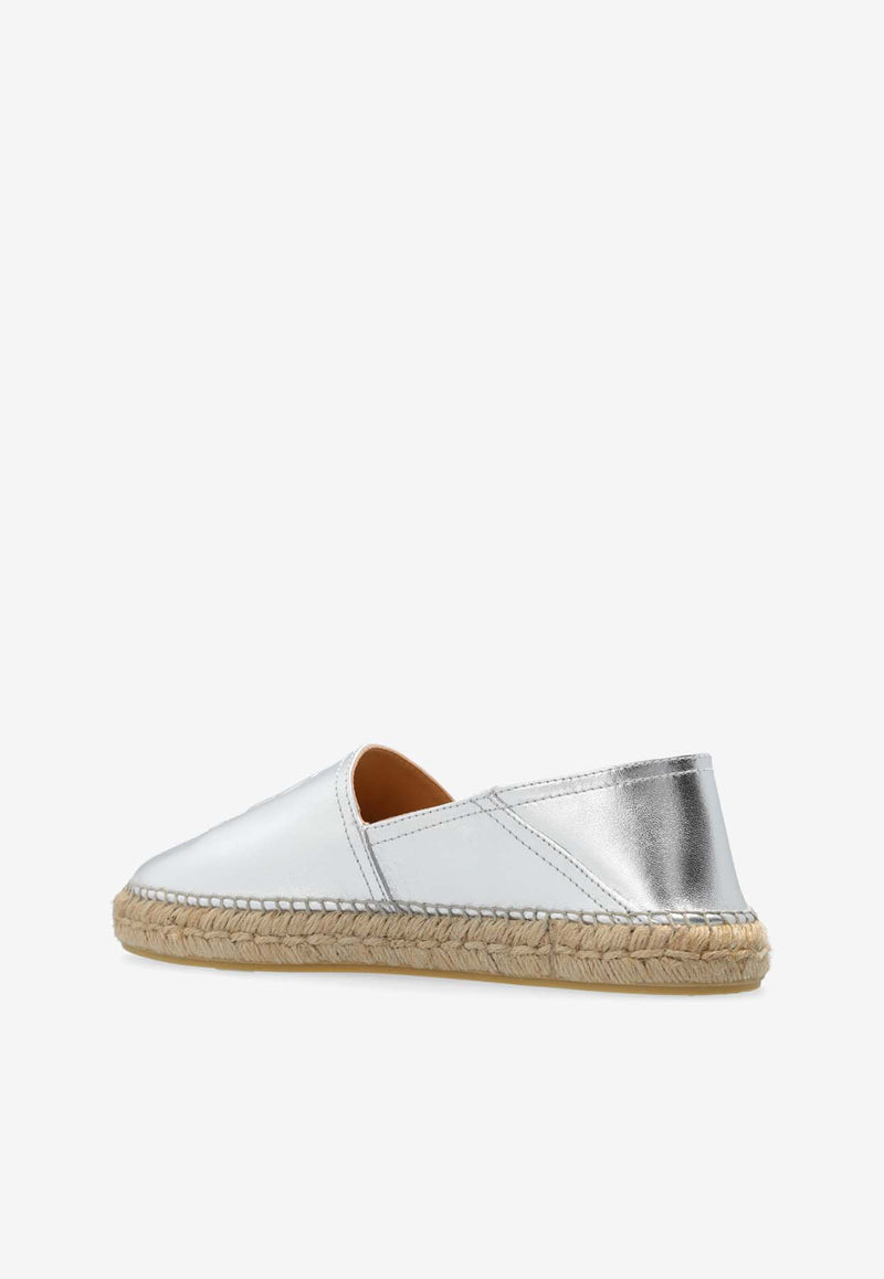 Kenzo Boke Flower 2.0 Metallic Leather Espadrilles Silver FE62ES021 L77-AG