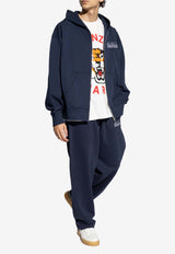 Kenzo Kube Embroidered Zip-Up Hoodie Blue FE65SW214 4MF-77