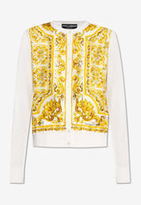 Dolce & Gabbana Majolica Print Paneled Silk Cardigan White FXV10T JBSJE-HG3TN