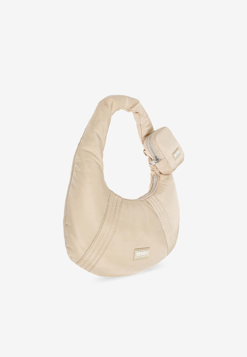 Kenzo Kenzogo Nylon Hobo Bag Beige FE62SA705 F01-11