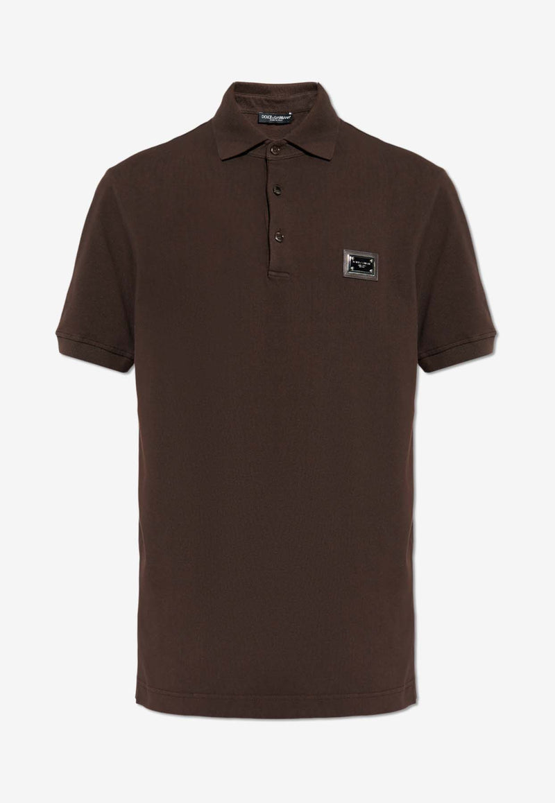 Dolce & Gabbana Logo Plaque Short-Sleeved Polo T-shirt Brown G8PL4T G7NWZ-M3977