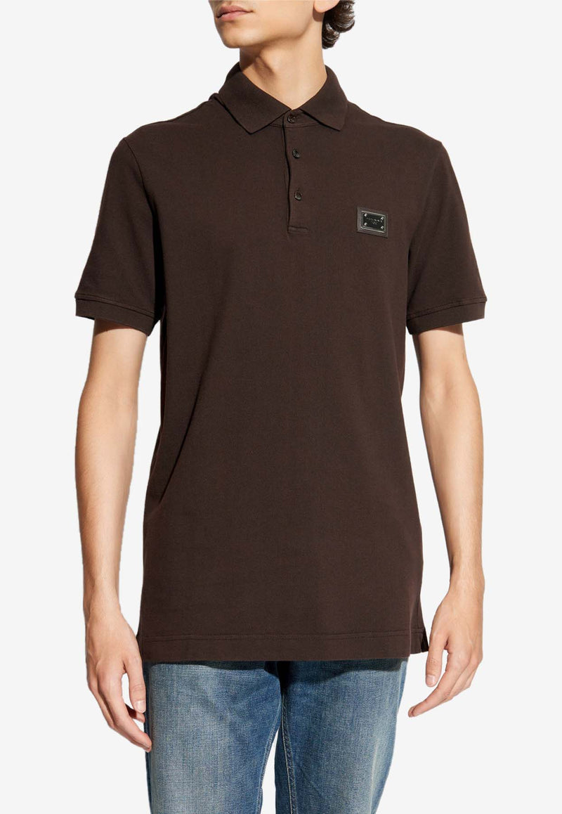 Dolce & Gabbana Logo Plaque Short-Sleeved Polo T-shirt Brown G8PL4T G7NWZ-M3977