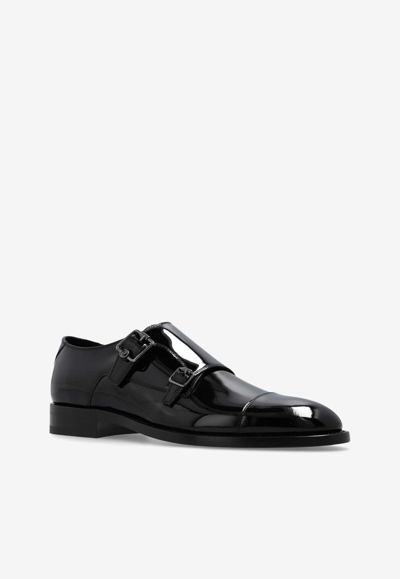 Jimmy Choo Finnion Monk Strap Shoes in Patent Leather  Black FINNION MONKSTRAP PAT-BLACK