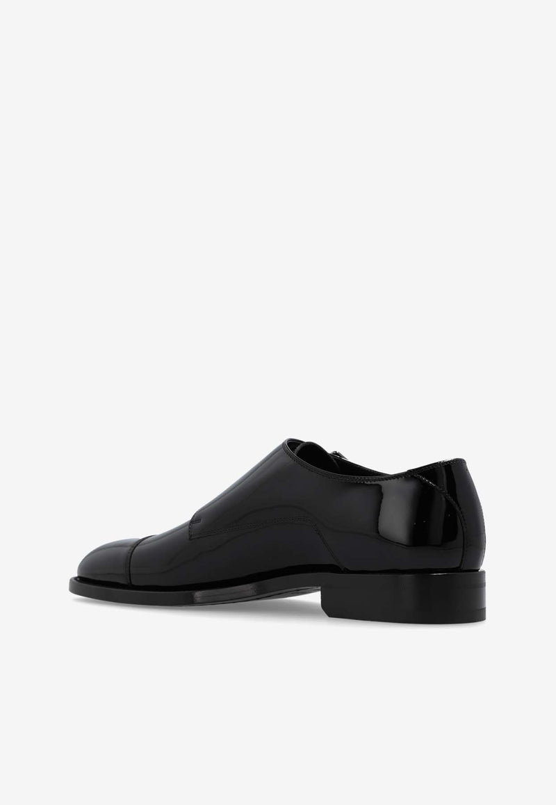 Jimmy Choo Finnion Monk Strap Shoes in Patent Leather  Black FINNION MONKSTRAP PAT-BLACK