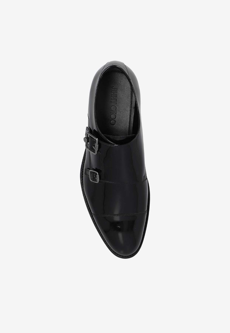 Jimmy Choo Finnion Monk Strap Shoes in Patent Leather  Black FINNION MONKSTRAP PAT-BLACK