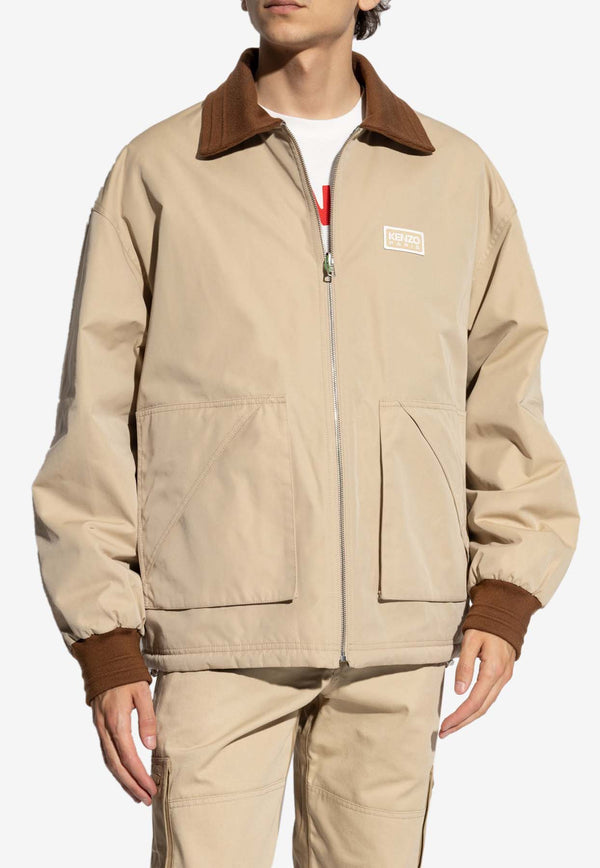 Kenzo Reversible Zip-Up Coach Jacket Beige FE65BL063 9OI-11