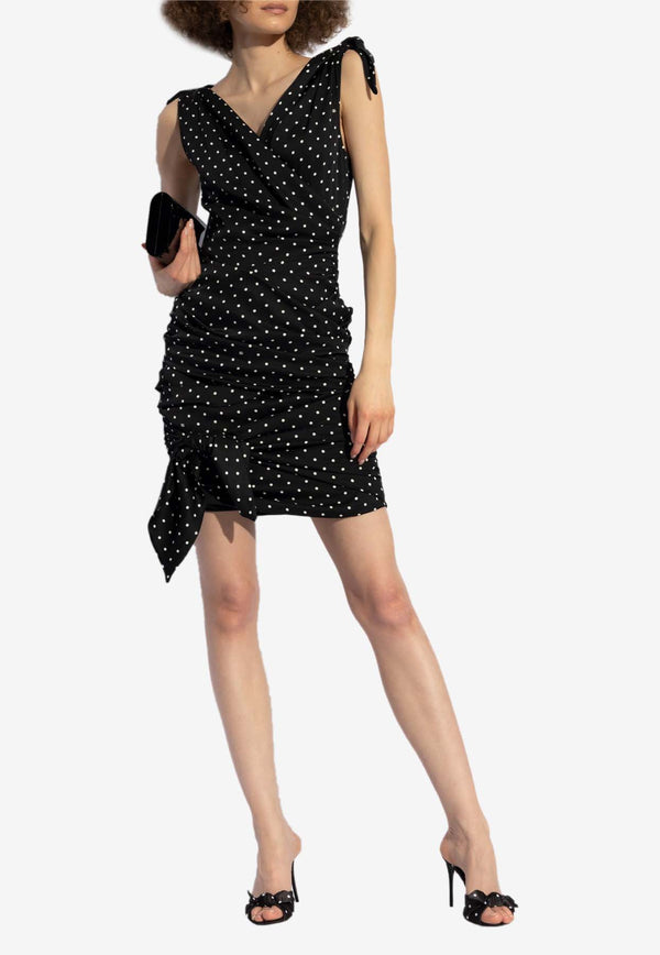 Dolce & Gabbana Draped Polka Dot Mini Dress Black F6I2DT FSA63-HNZPW