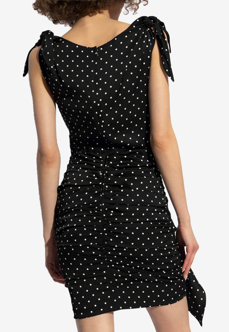 Dolce & Gabbana Draped Polka Dot Mini Dress Black F6I2DT FSA63-HNZPW