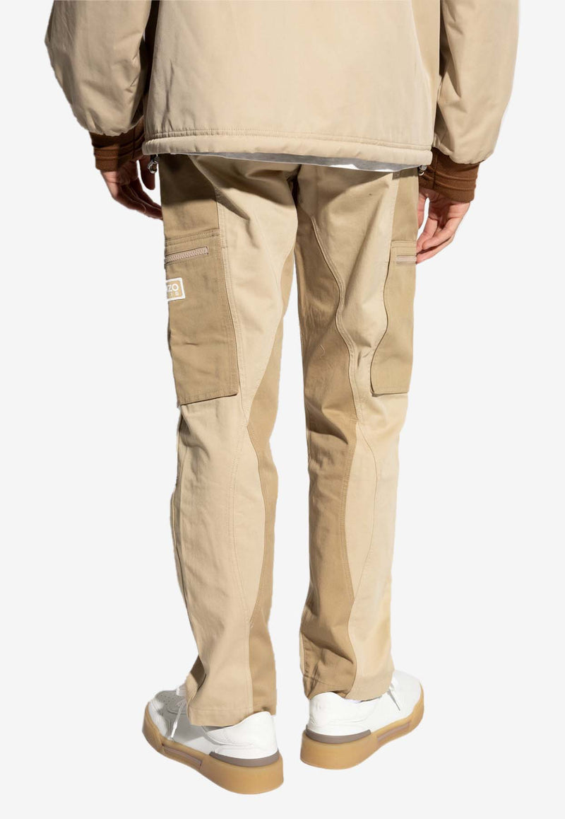 Kenzo Logo Patch Slim Cargo Pants Beige FE65PA112 9CA-11