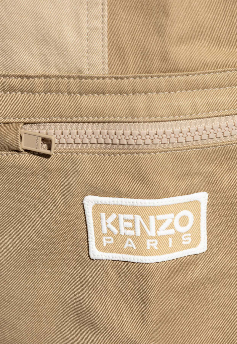 Kenzo Logo Patch Slim Cargo Pants Beige FE65PA112 9CA-11