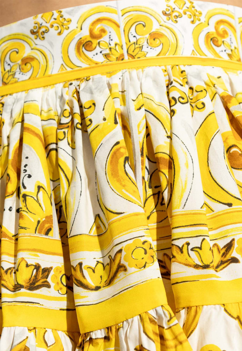 Dolce & Gabbana Majolica Print Off-Shoulder Top Yellow F755RT HH5BA-HG3TN