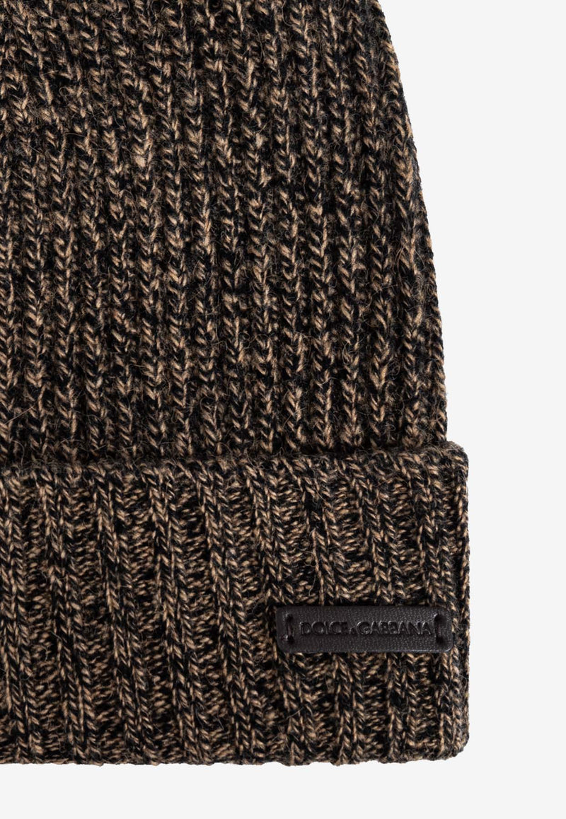 Dolce & Gabbana Logo Patch Ribbed Wool Beanie Brown GXA11T JCVZE-M1348