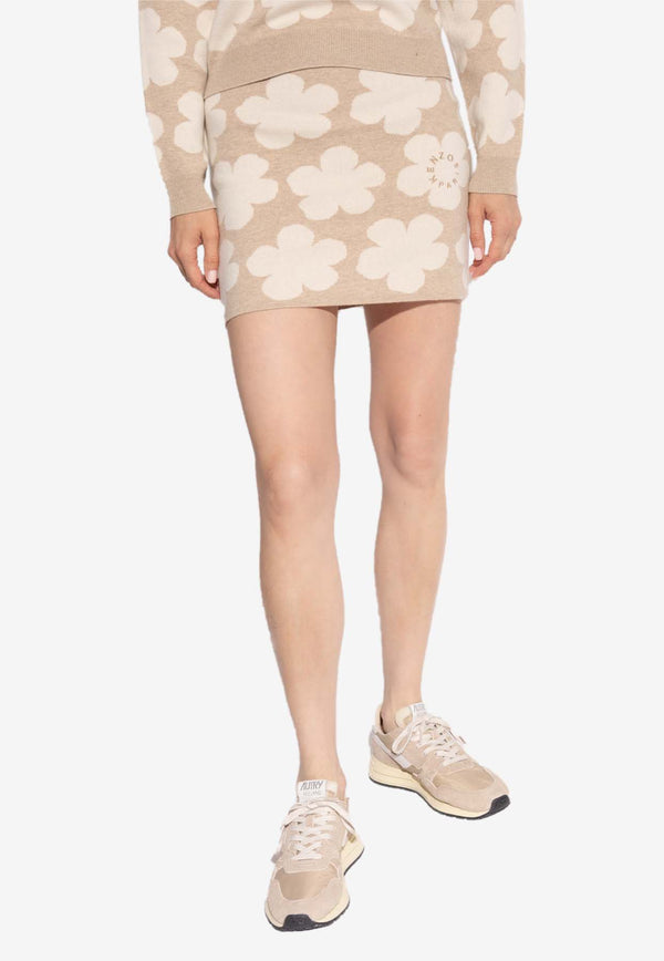 Kenzo Hana Dots Embroidered Mini Skirt Beige FE62JU462 3CN-11