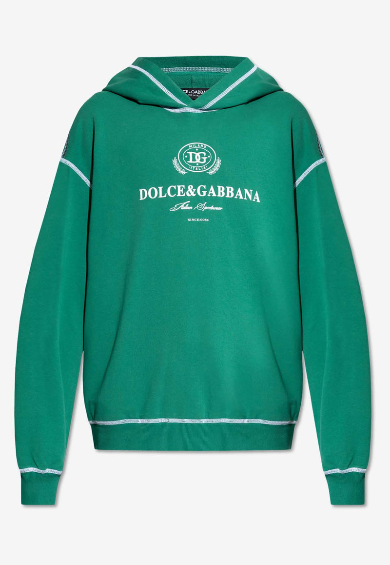 Dolce & Gabbana DG Logo Print Hooded Sweatshirt Green G9BDXZ G7NON-V0403