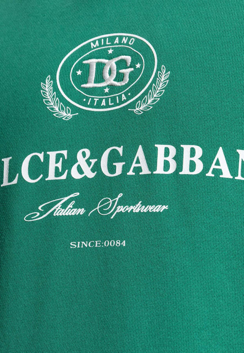 Dolce & Gabbana DG Logo Print Hooded Sweatshirt Green G9BDXZ G7NON-V0403