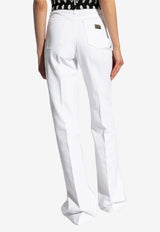 Dolce & Gabbana Logo Plaque High-Rise Flared Jeans White FTC7SD G8KZ4-S9001