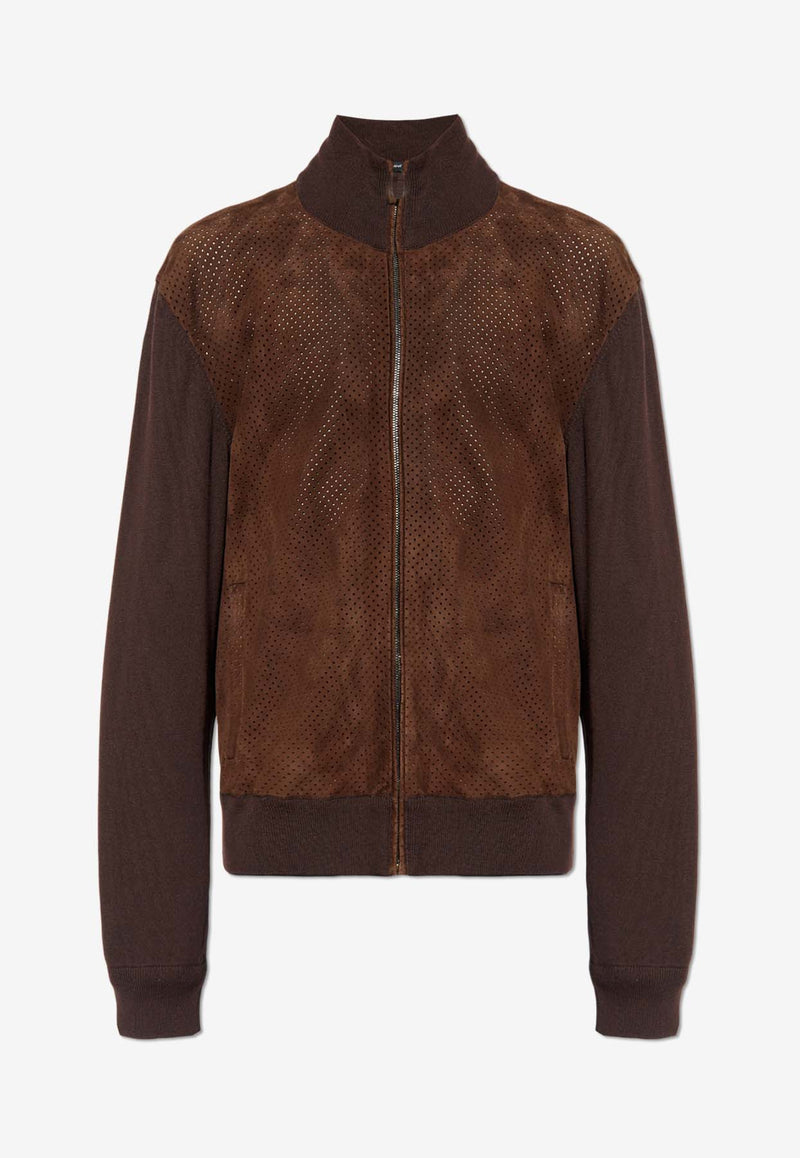 Dolce & Gabbana Zip-Up Suede Bomber Jacket Brown GXV16T JFMDS-M0682