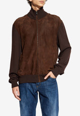 Dolce & Gabbana Zip-Up Suede Bomber Jacket Brown GXV16T JFMDS-M0682