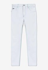 Dolce & Gabbana Logo Plaque Straight-Leg Jeans White GYJCCD G8KW4-S9001