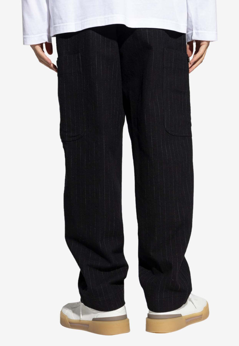 Kenzo Pinstripe Cargo Pants Black FE65PA501 9GO-99