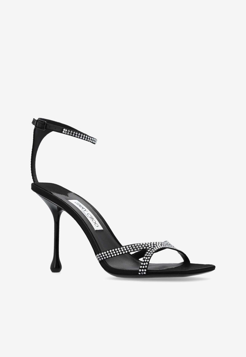 Jimmy Choo Ixia 95 Crystal Embellished Sandals Black IXIA SANDAL 95 OHM-BLACK CRYSTAL