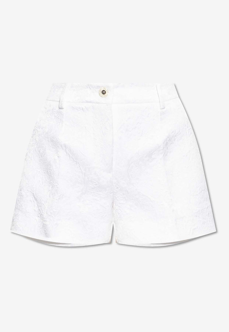 Dolce & Gabbana Jacquard Brocade Mini Shorts White FTC55T FJTBV-W0800