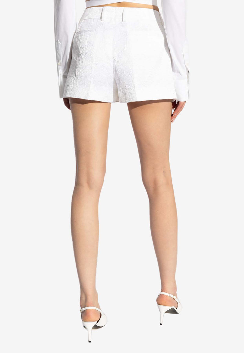 Dolce & Gabbana Jacquard Brocade Mini Shorts White FTC55T FJTBV-W0800