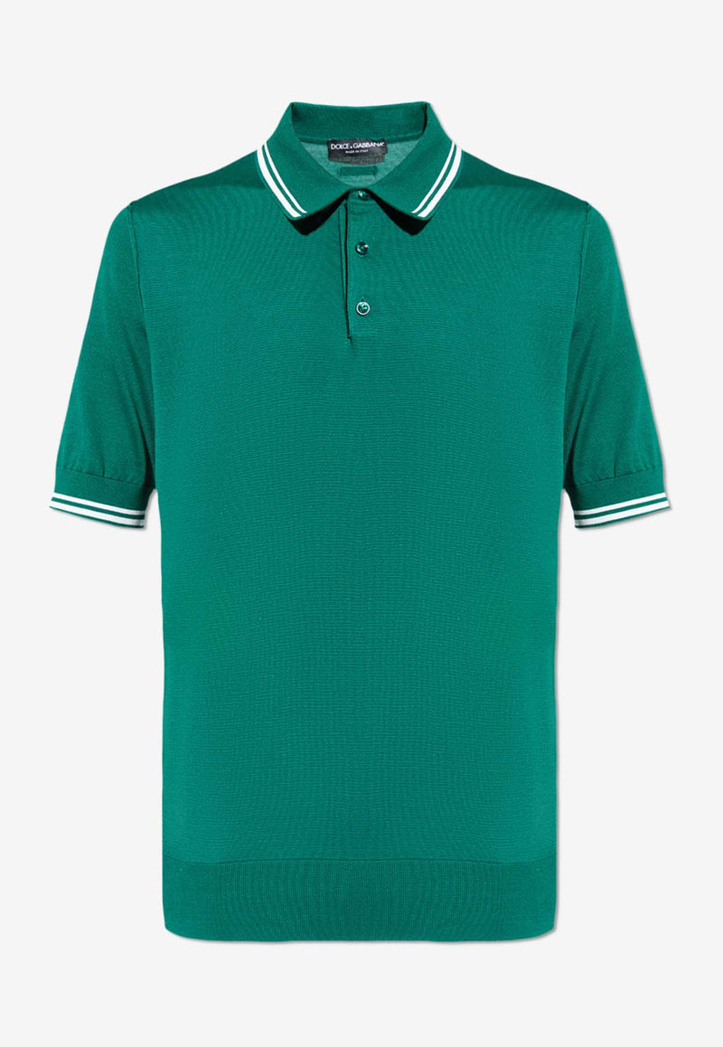 Dolce & Gabbana Logo Silk Polo T-shirt Green GXZ02T JBSJW-V8745