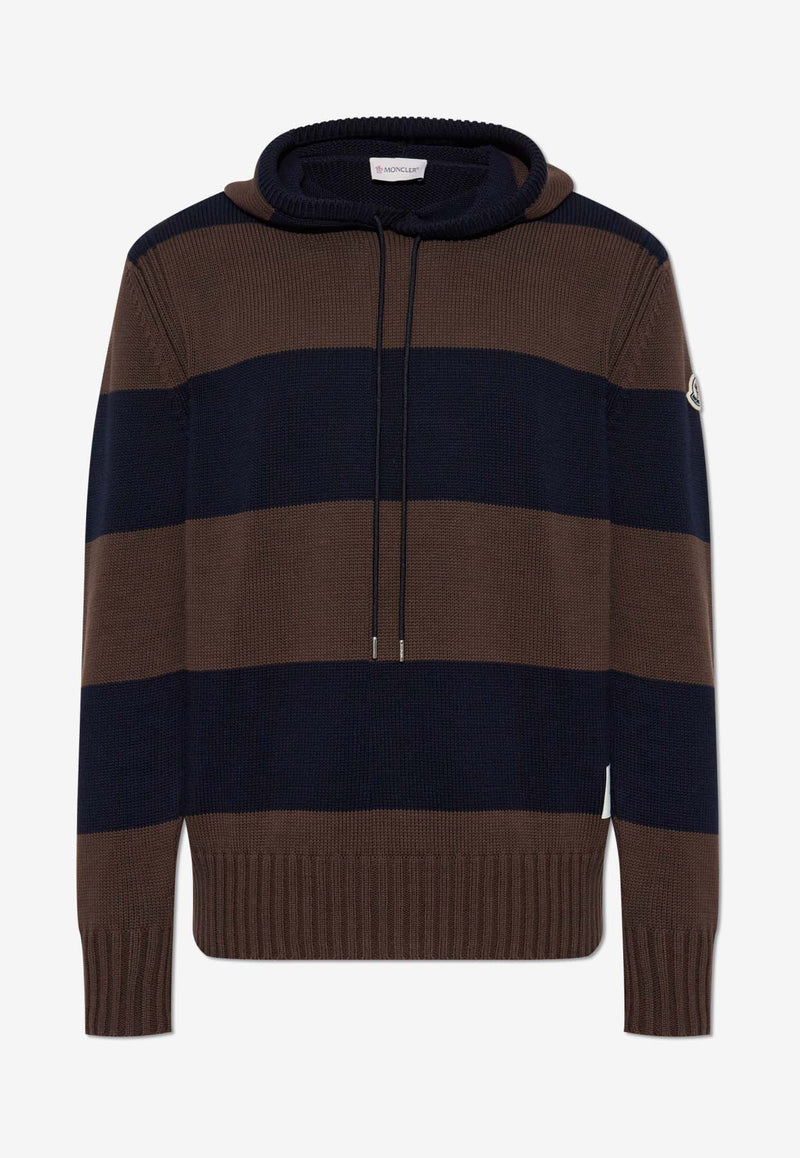 Moncler Striped Knit Hooded Sweatshirt Brown J20919G00001 M1509-P27