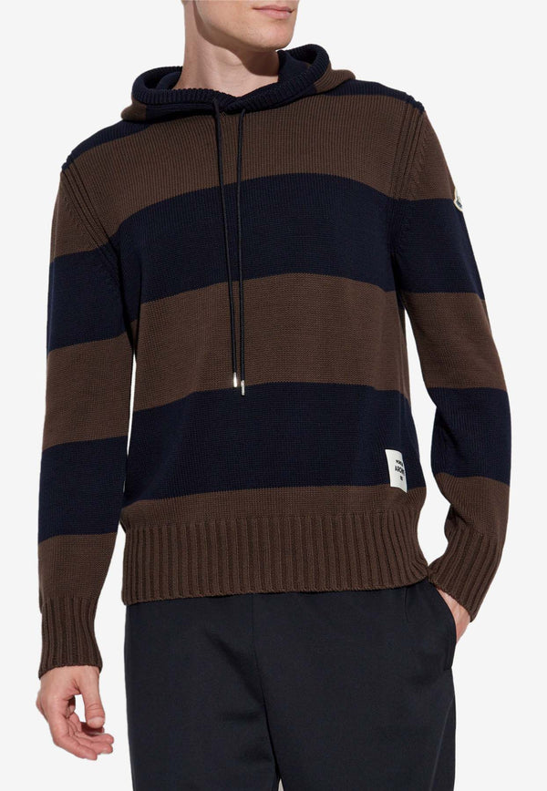 Moncler Striped Knit Hooded Sweatshirt Brown J20919G00001 M1509-P27