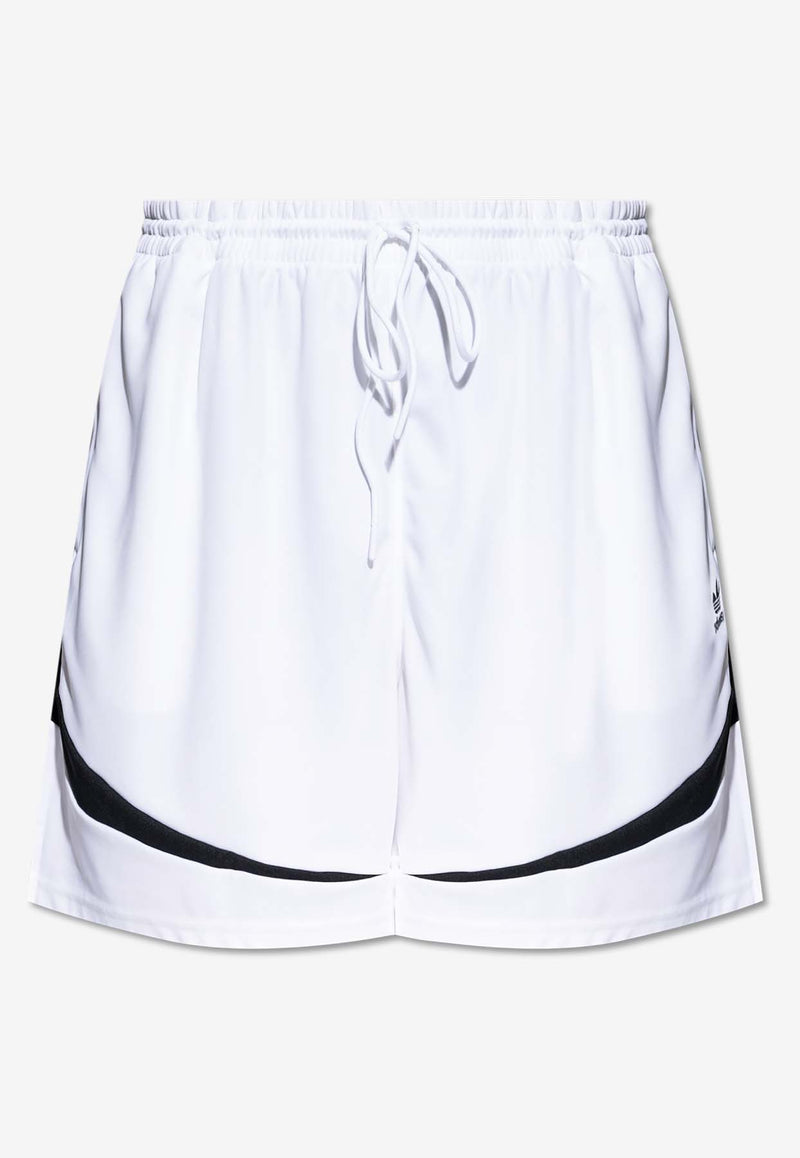 Adidas Originals Archive Trefoil Embroidered Track Shorts White IZ4828 0-WHITE BLACK