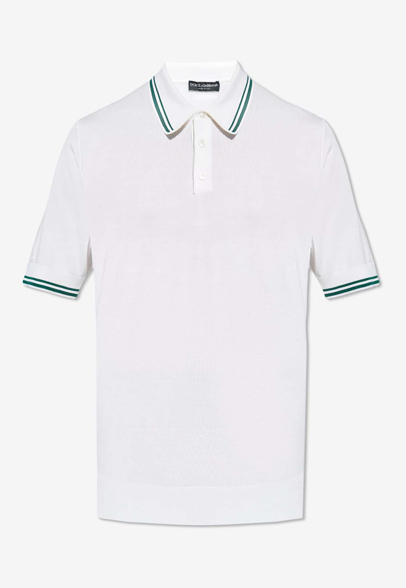 Dolce & Gabbana Logo Silk Polo T-shirt White GXZ02T JBSJW-W0800