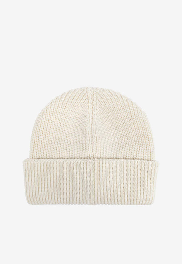 Moncler Logo Patch Wool Beanie White J20913B00019 M1282-034