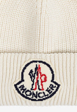 Moncler Logo Patch Wool Beanie White J20913B00019 M1282-034