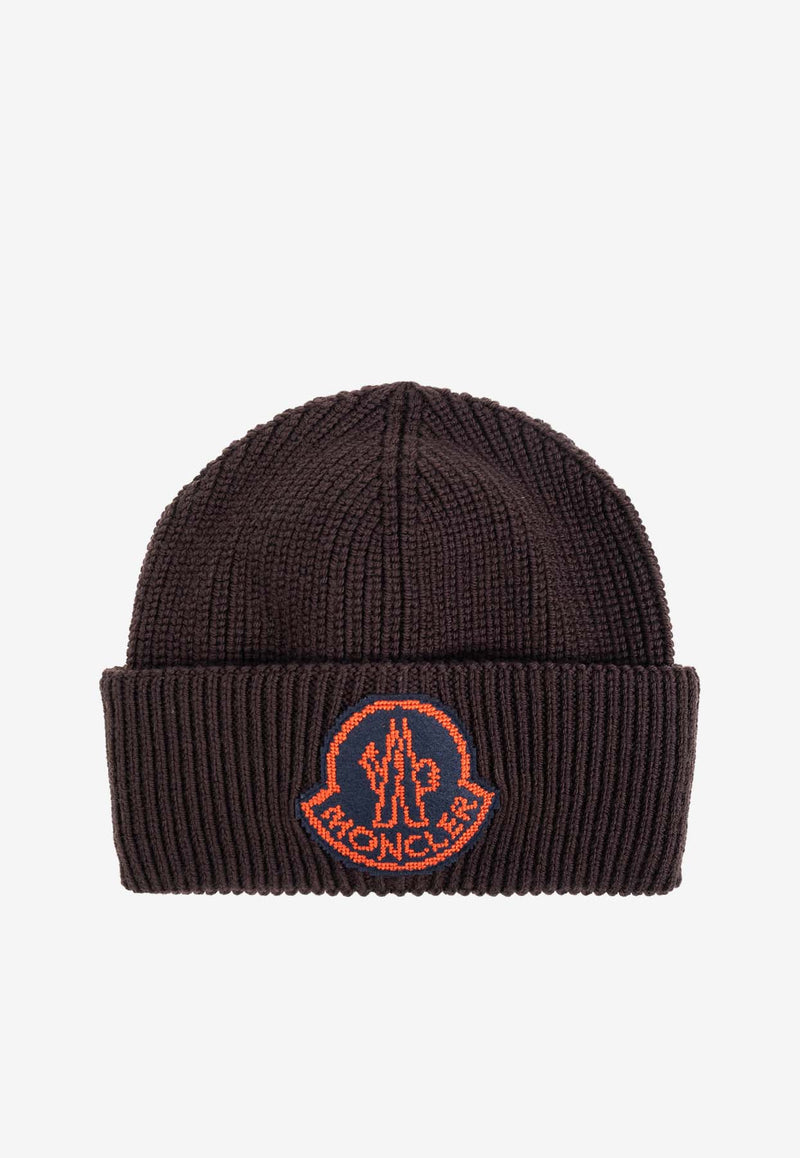 Moncler Logo Patch Wool Beanie Brown J20913B00019 M1282-687