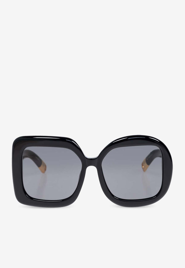 Jacquemus The Carré Rond Asymmetric Sunglasses Gray JAC10C1SUN 0-0