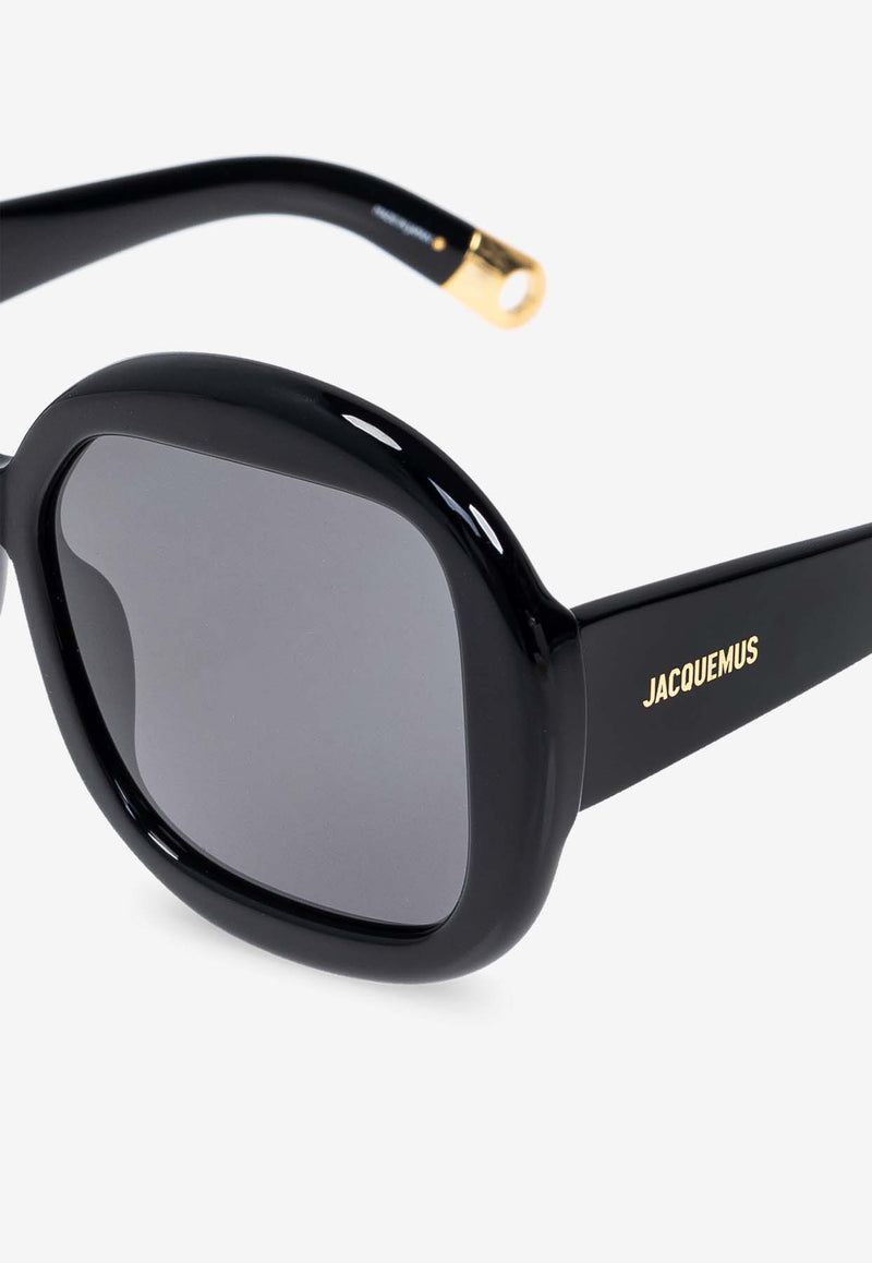 Jacquemus The Carré Rond Asymmetric Sunglasses Gray JAC10C1SUN 0-0