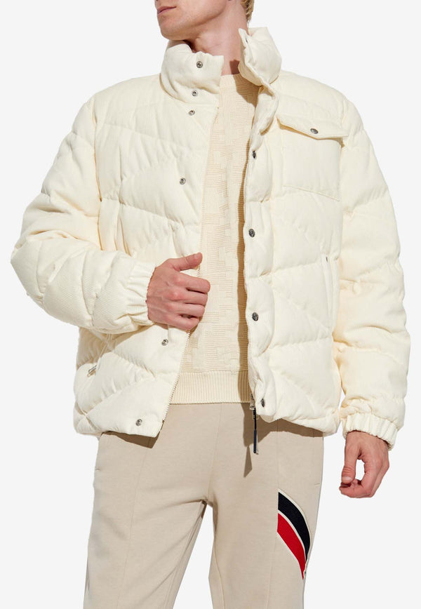 Moncler Kaver Corduroy Padded Zip-Up Jacket Cream J20911A00020 597R9-038