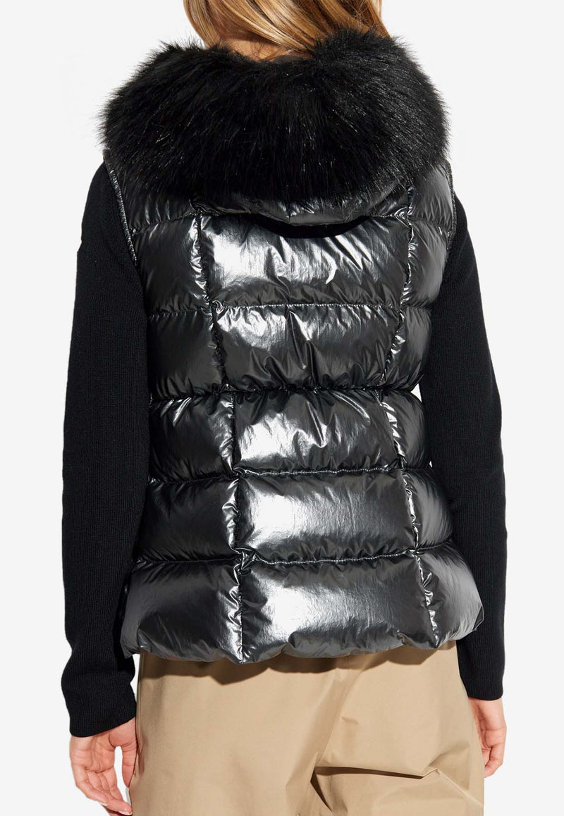 Moncler Anse Shearling-Collar Zipped Vest Gray J20931A00050 597TA-999