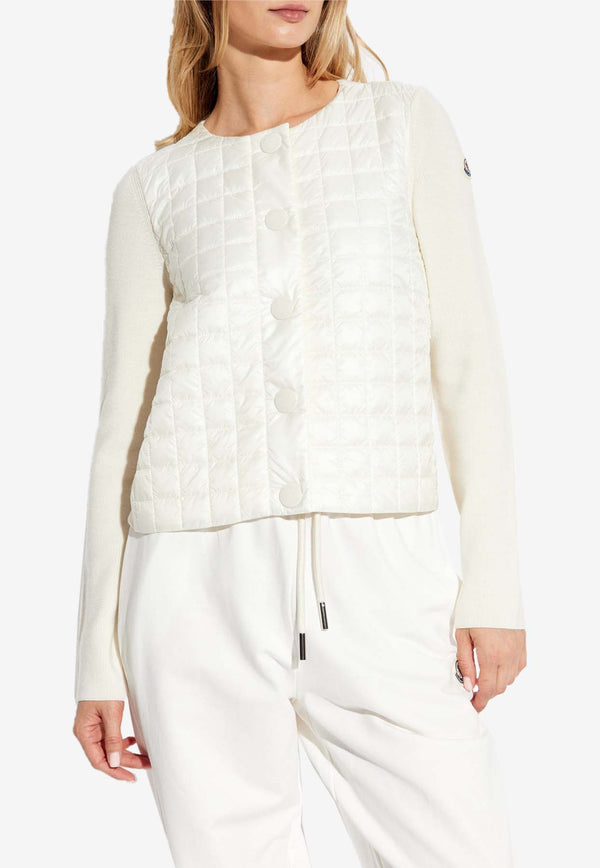 Moncler Quilted Panel Cardigan White J20939B00001 M1131-030