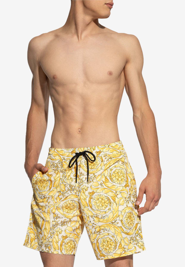 Versace Barocco Print Boardshorts Yellow KĄPIELOWE ABU05021 1A11356-5K410