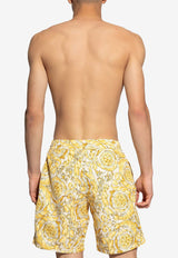 Versace Barocco Print Boardshorts Yellow KĄPIELOWE ABU05021 1A11356-5K410