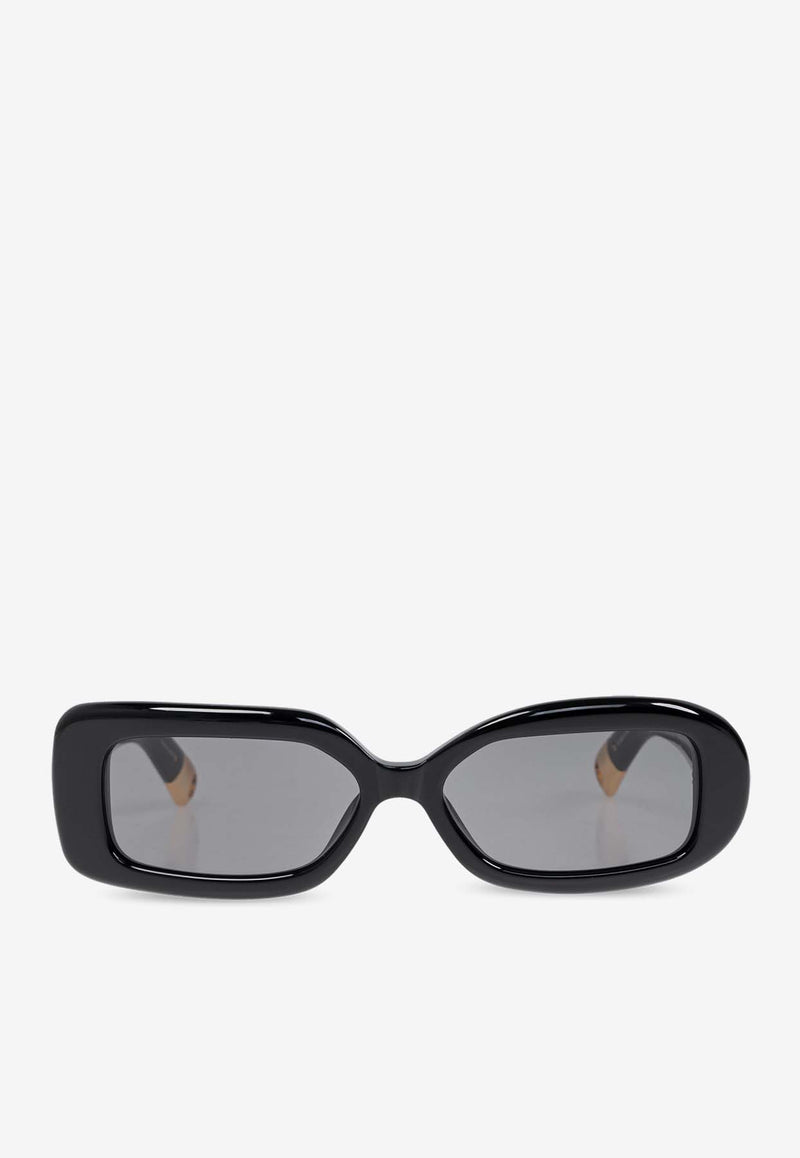 Jacquemus The Carré Rond Asymmetric Sunglasses Gray JAC11C1SUN 0-0