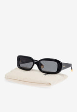 Jacquemus The Carré Rond Asymmetric Sunglasses Gray JAC11C1SUN 0-0